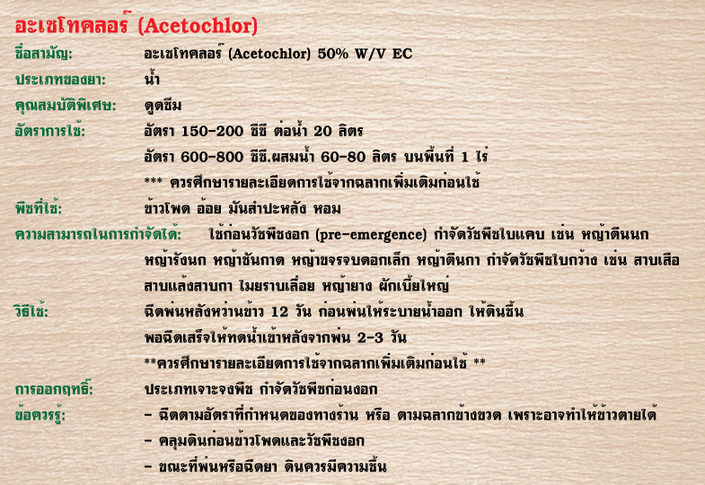 อะลาคลอร์-อะเซโทคลอร์-สมบัติโอสถ